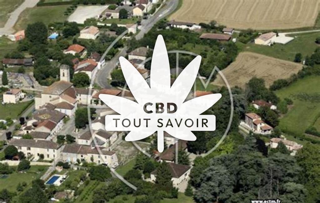 Village à Pergain-Taillac avec feuille Cannabis CBD
