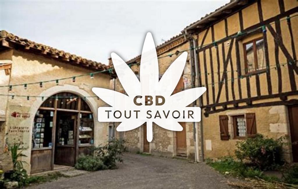 Village à Sarrant avec feuille Cannabis CBD