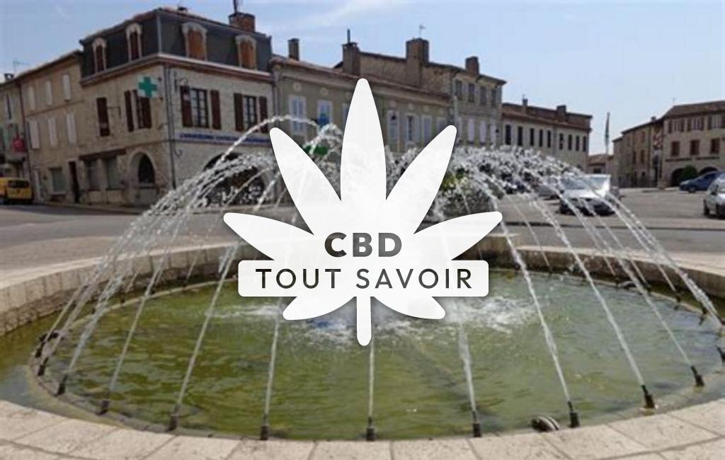 Village à Giscaro avec feuille Cannabis CBD