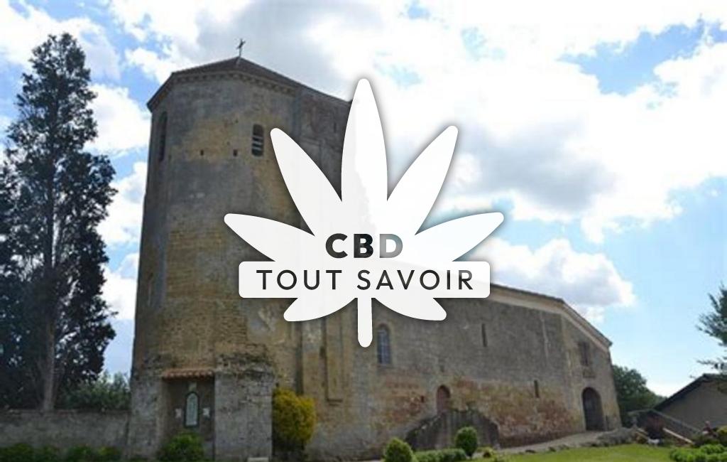 Village à Louslitges avec feuille Cannabis CBD