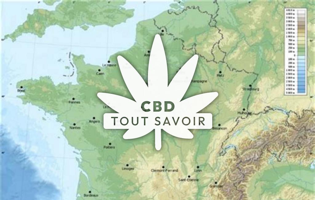 Village à Courrensan avec feuille Cannabis CBD