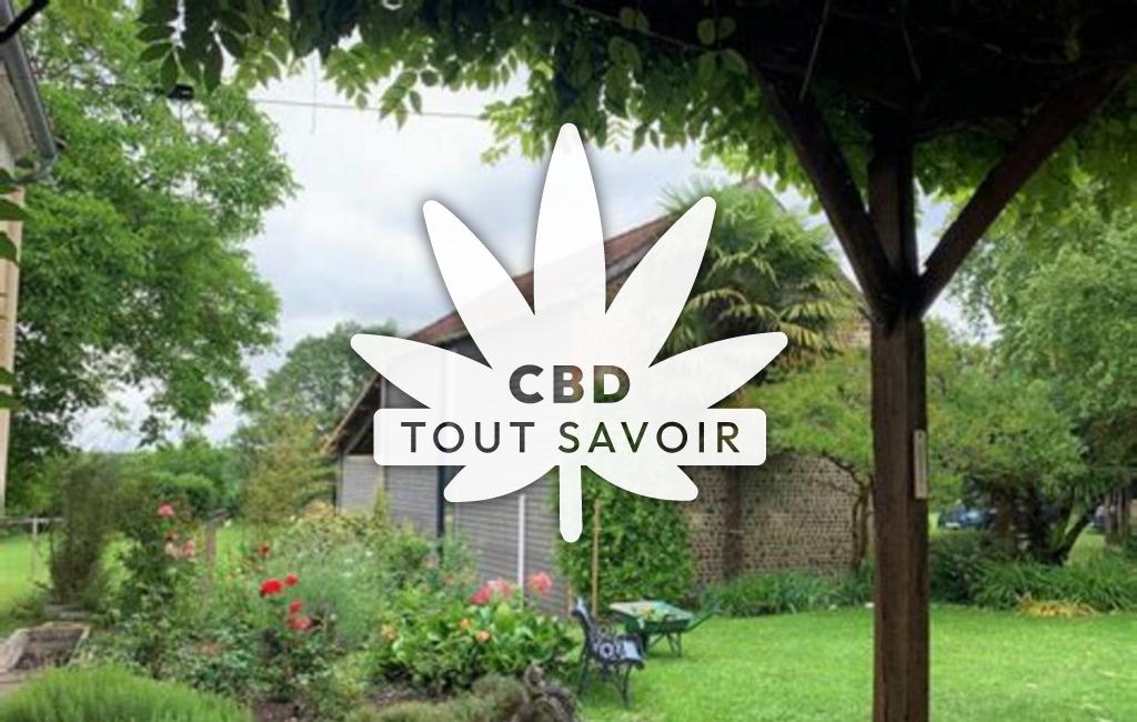 Village à Goux avec feuille Cannabis CBD