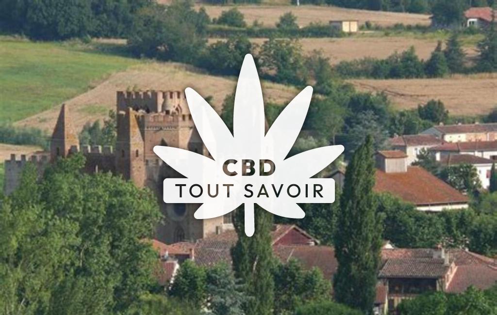 Village à Simorre avec feuille Cannabis CBD