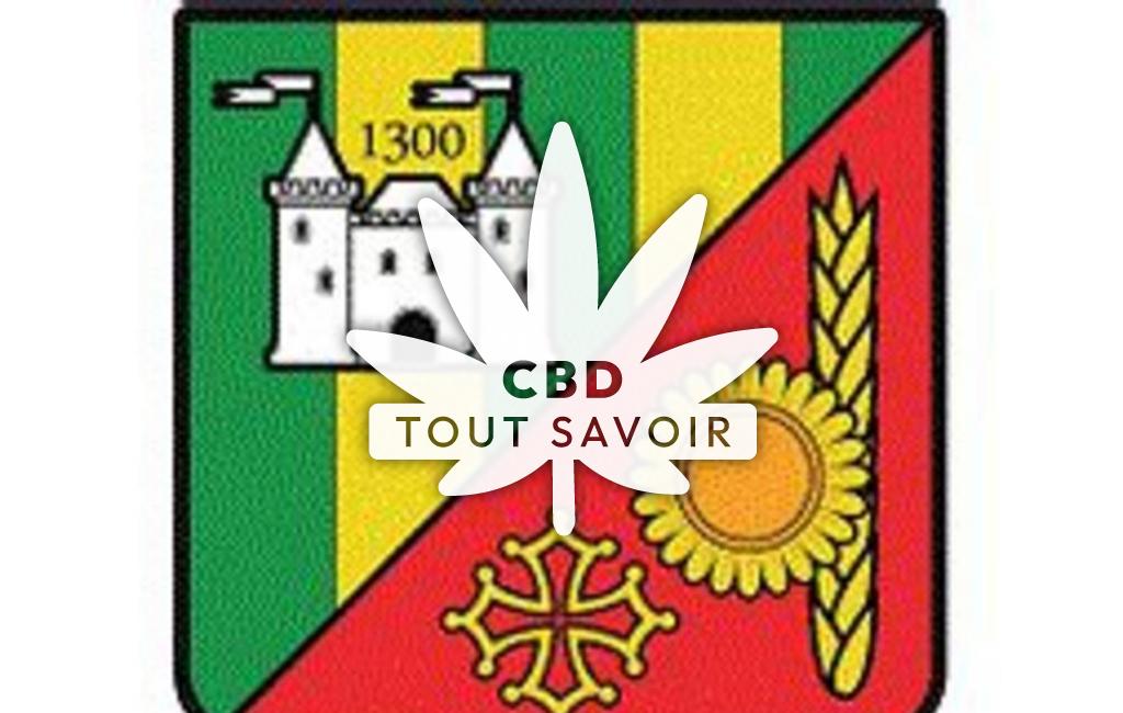 Village à Encausse avec feuille Cannabis CBD