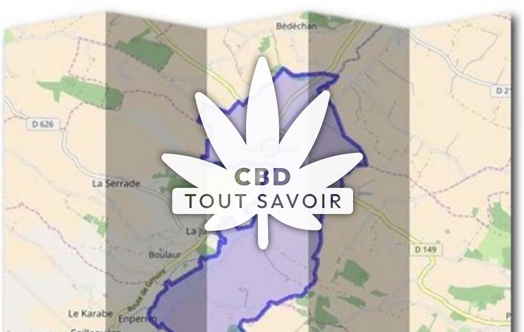 Village à Tirent-Pontejac avec feuille Cannabis CBD