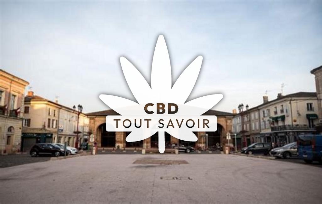 Village à L'Isle-Jourdain avec feuille Cannabis CBD