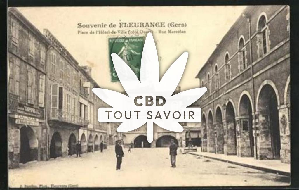 Village à Marsolan avec feuille Cannabis CBD