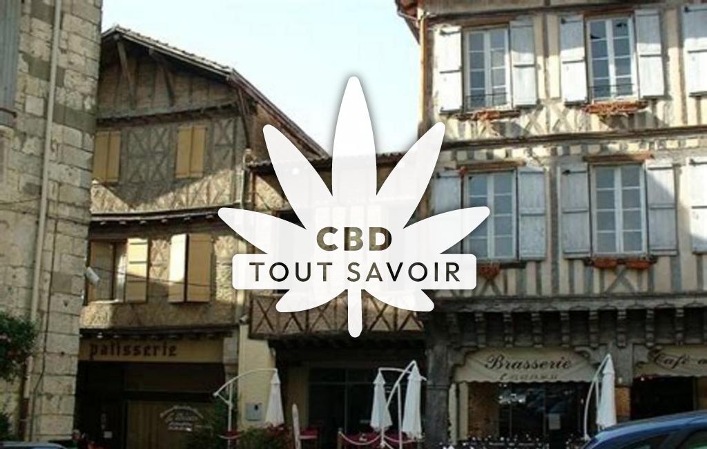 Village à Bretagne-D'Armagnac avec feuille Cannabis CBD