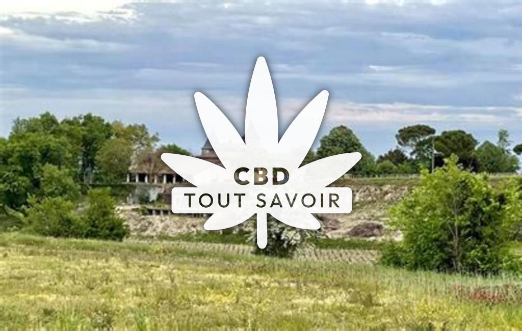 Village à Villegouge avec feuille Cannabis CBD