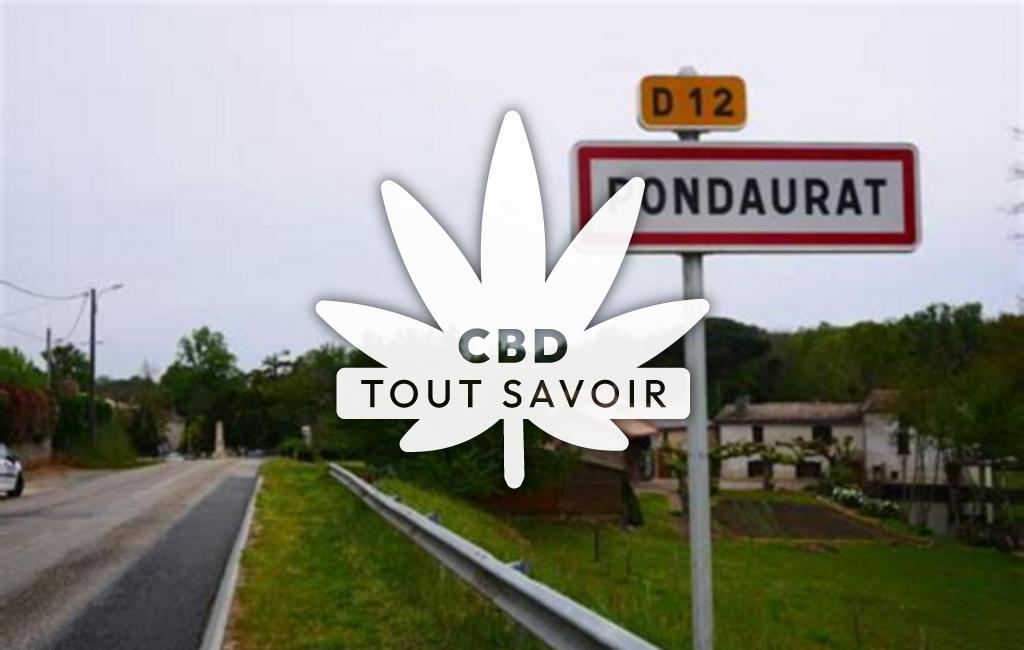 Village à Pondaurat avec feuille Cannabis CBD