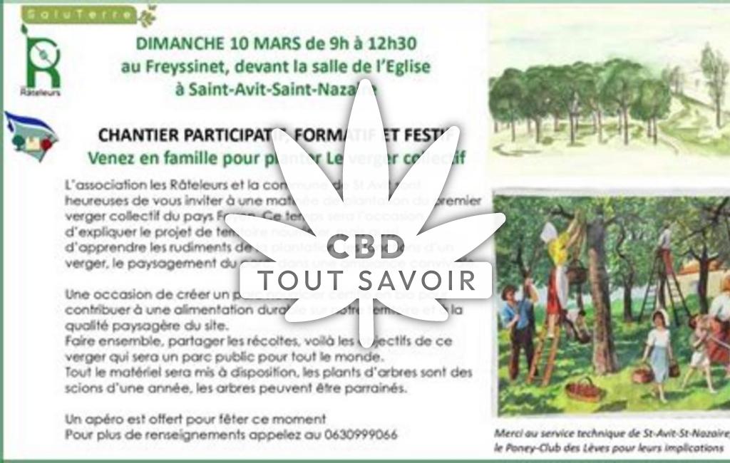 Village à Saint-Avit-Saint-Nazaire avec feuille Cannabis CBD