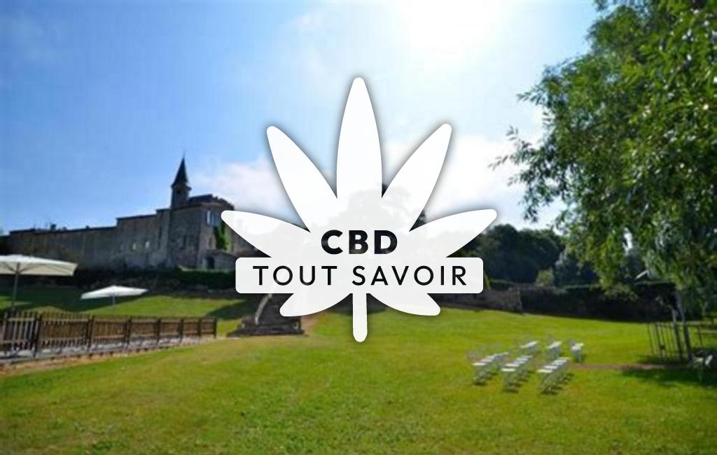 Village à Lagorce avec feuille Cannabis CBD