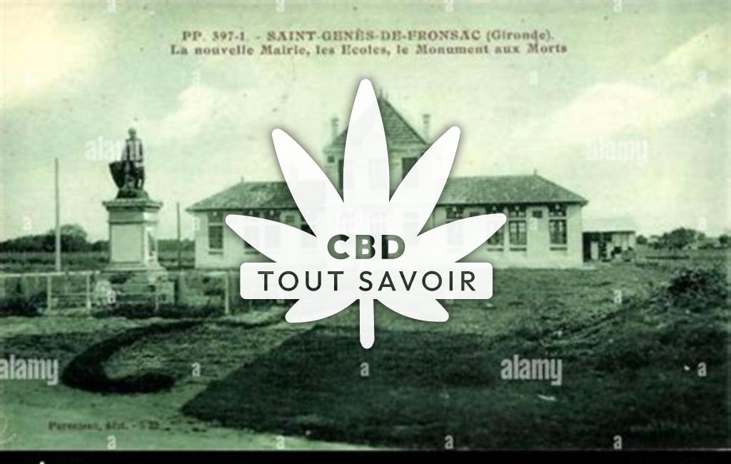 Village à Saint-Genes-de-Fronsac avec feuille Cannabis CBD