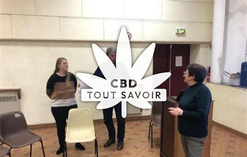 Village à Saint-Christophe-des-Bardes avec feuille Cannabis CBD