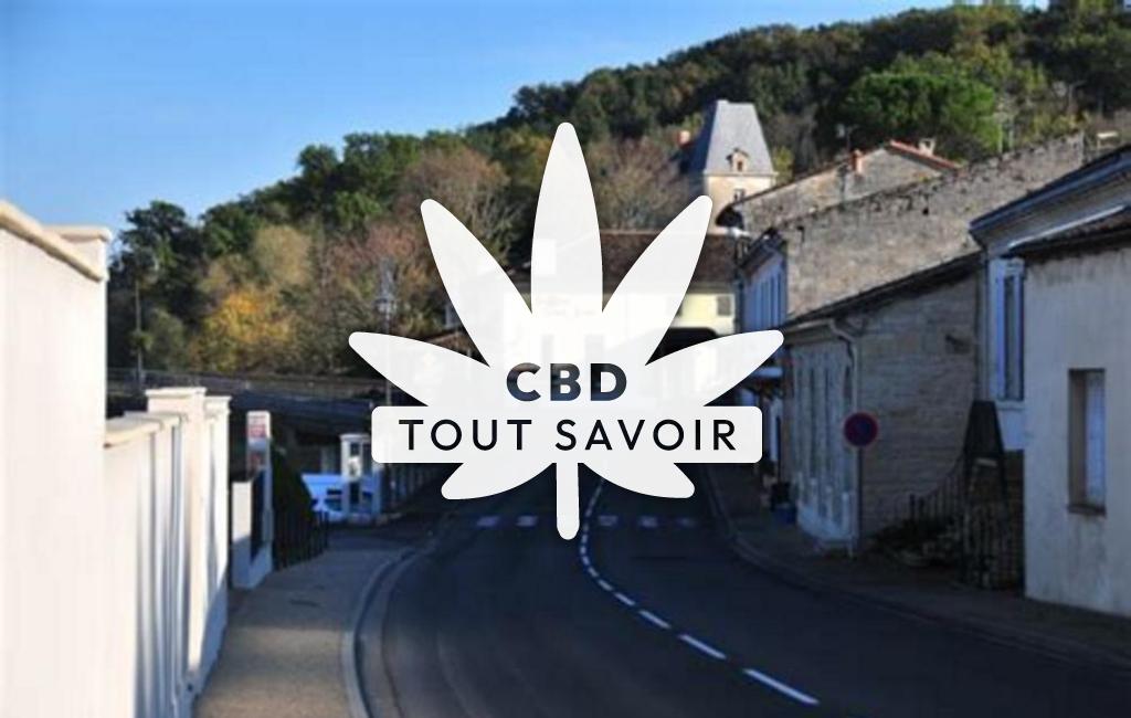 Village à Saint-Jean-de-Blaignac avec feuille Cannabis CBD