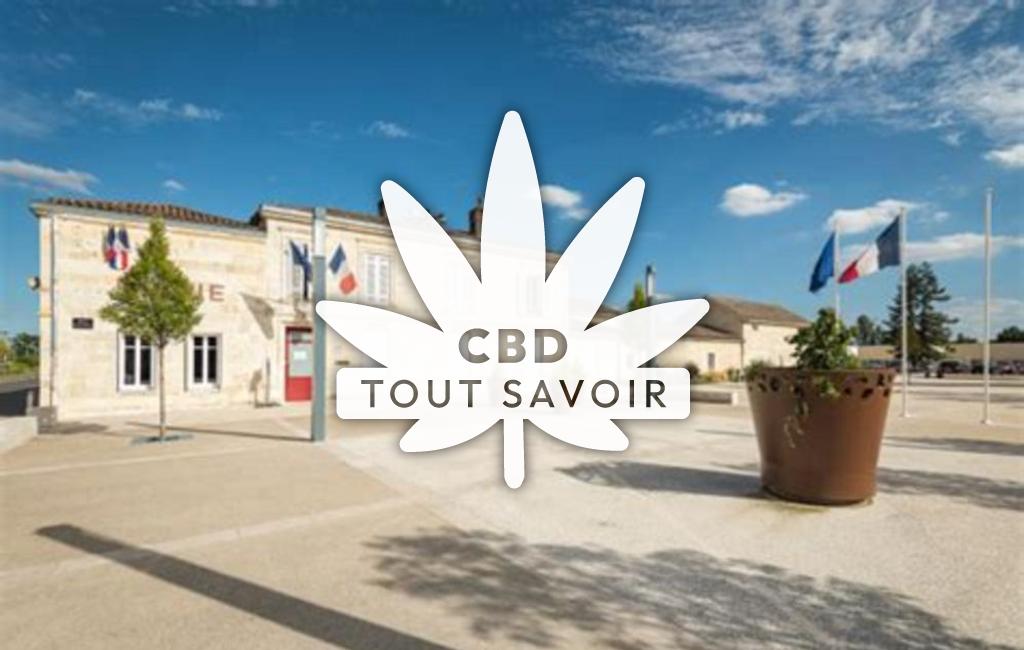 Village à Izon avec feuille Cannabis CBD