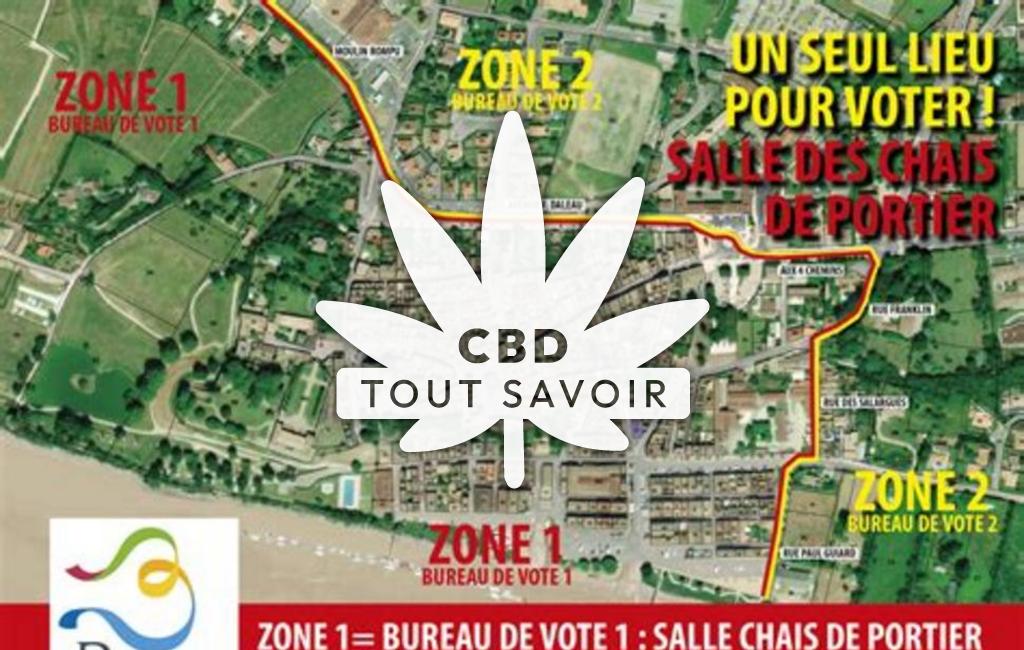 Village à Arsac avec feuille Cannabis CBD