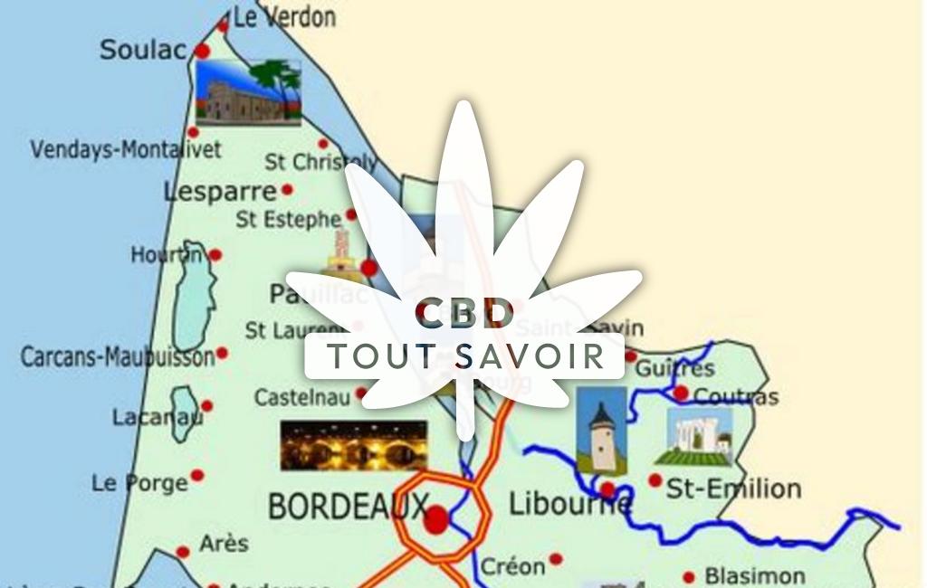 Village à Blasimon avec feuille Cannabis CBD