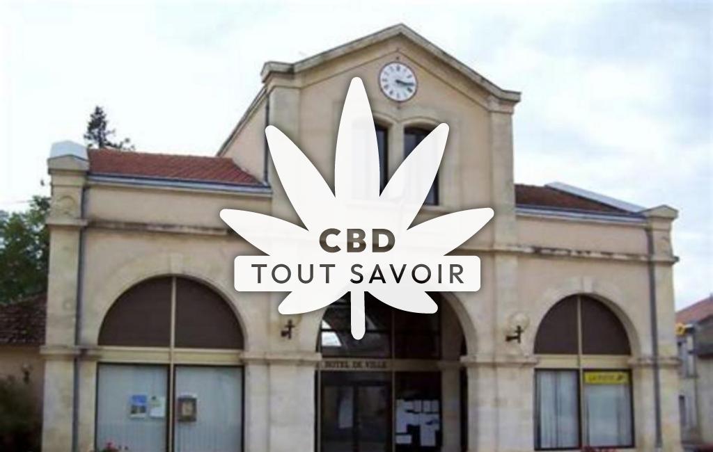 Village à Gornac avec feuille Cannabis CBD