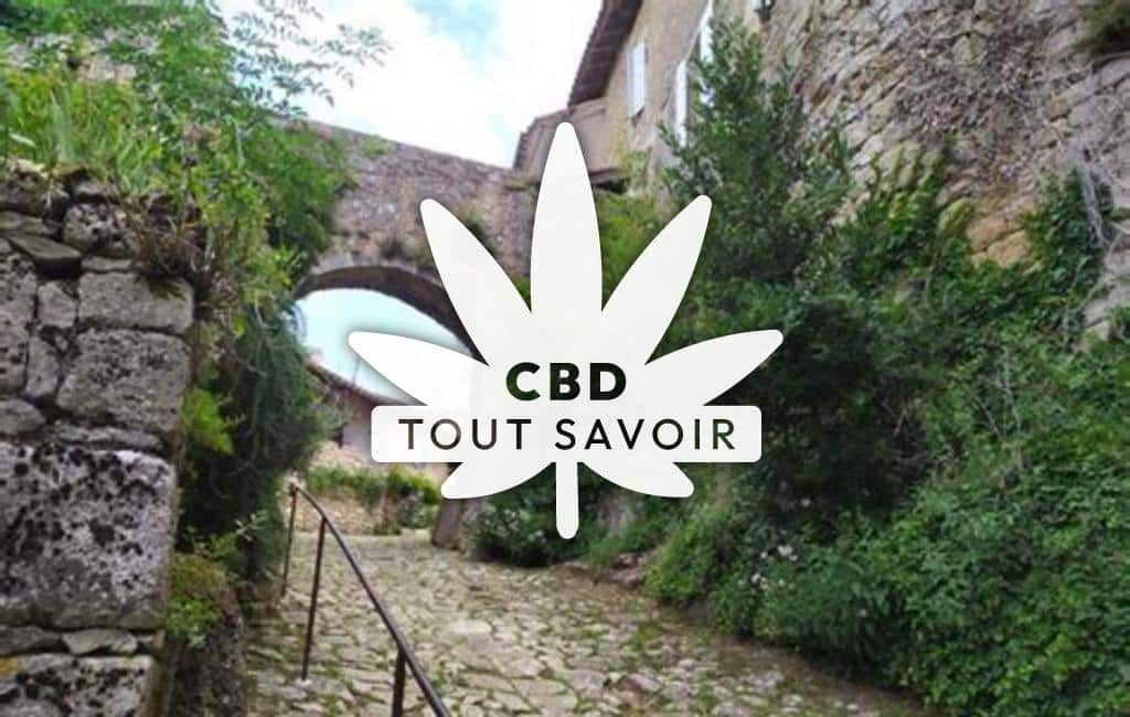 Village à CaSaintelmoron-D'Albret avec feuille Cannabis CBD