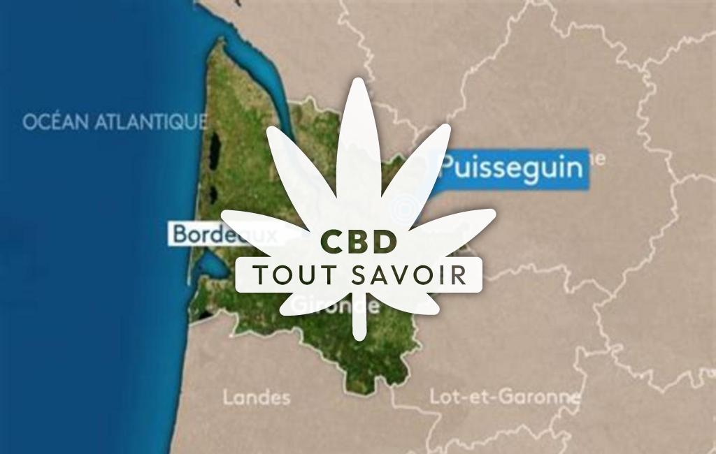 Village à Puisseguin avec feuille Cannabis CBD