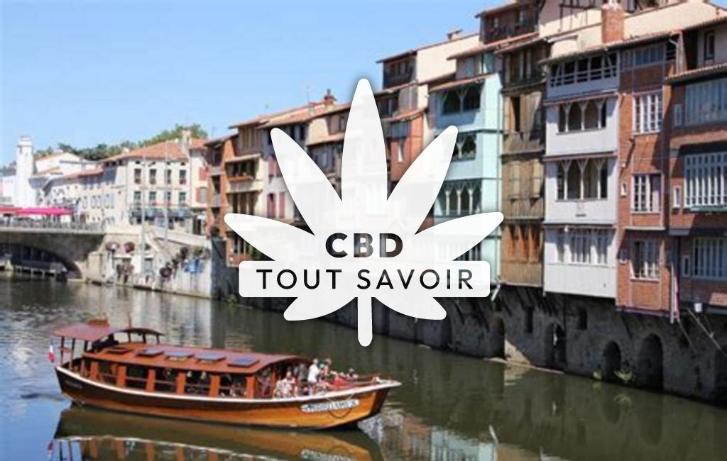 Village à Castres-Gironde avec feuille Cannabis CBD