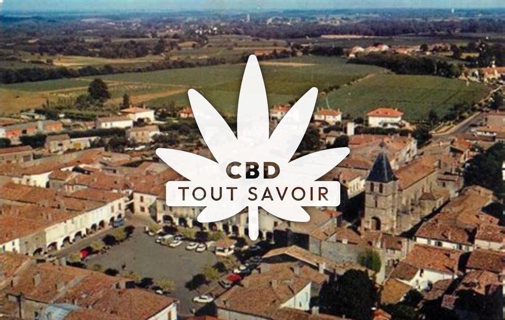 Village à Creon avec feuille Cannabis CBD