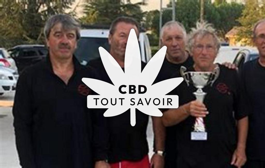 Village à Saumos avec feuille Cannabis CBD