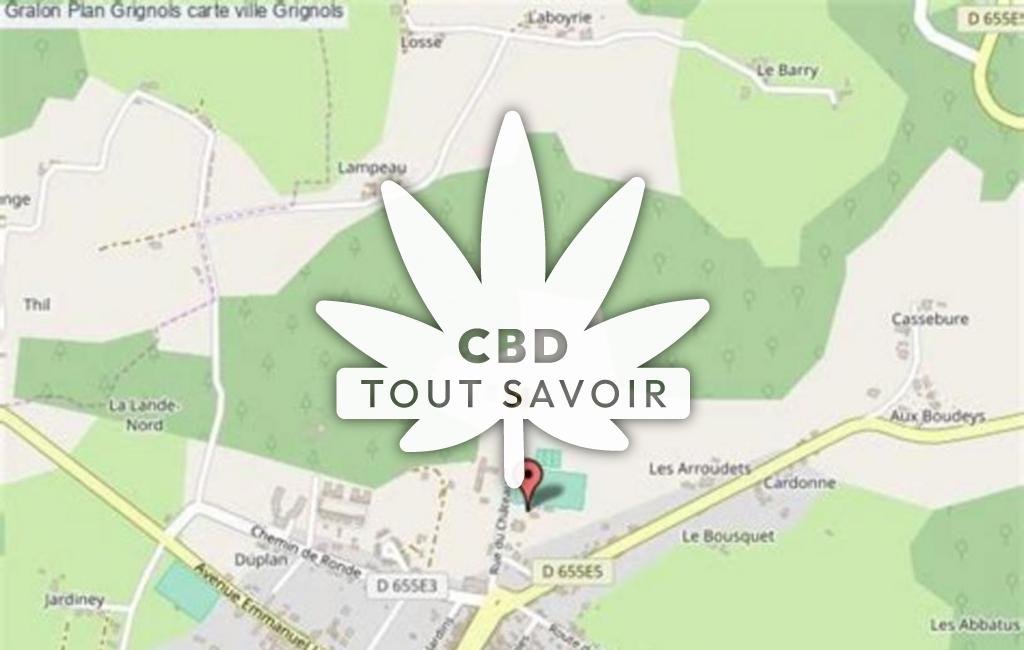 Village à Grignols avec feuille Cannabis CBD