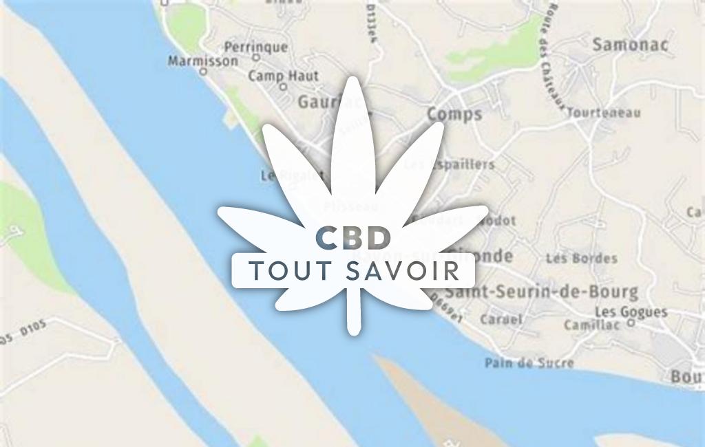 Village à Bayon-sur-Gironde avec feuille Cannabis CBD