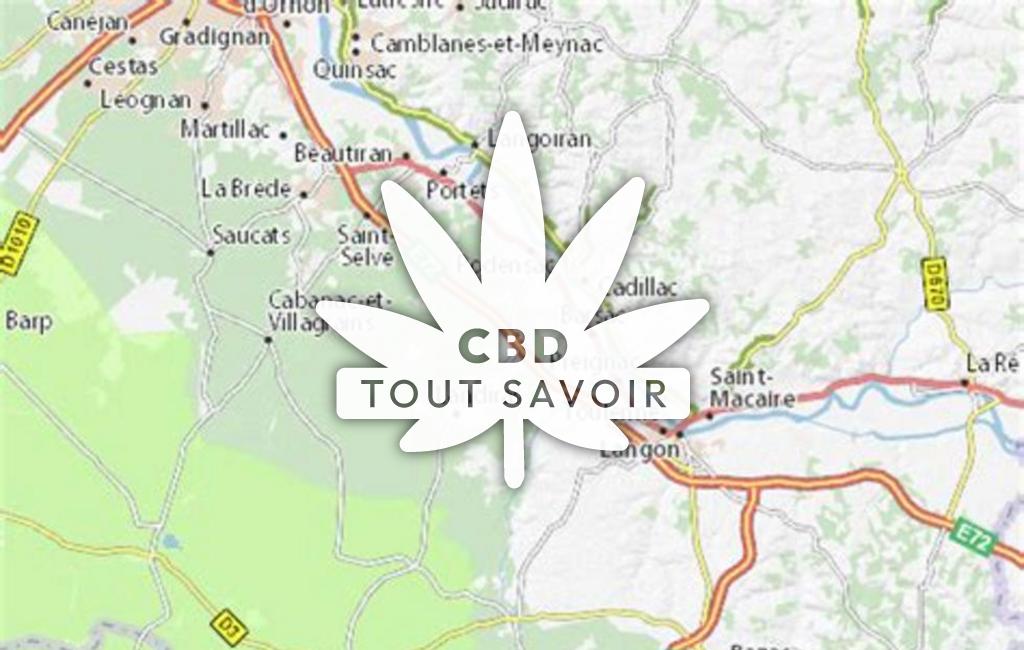 Village à Illats avec feuille Cannabis CBD