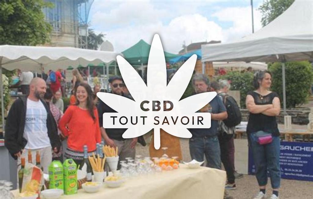 Village à Targon avec feuille Cannabis CBD