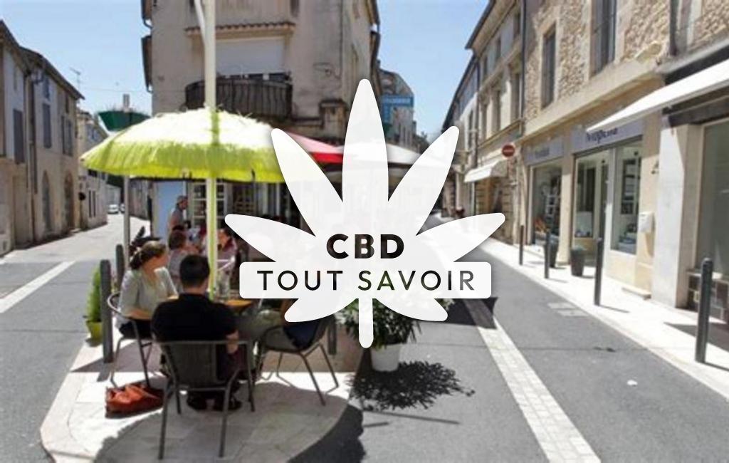 Village à Lartigue avec feuille Cannabis CBD