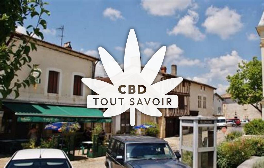 Village à Coubeyrac avec feuille Cannabis CBD