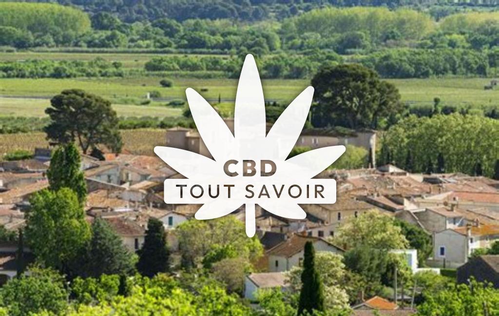 Village à Lezignan-la-Cebe avec feuille Cannabis CBD