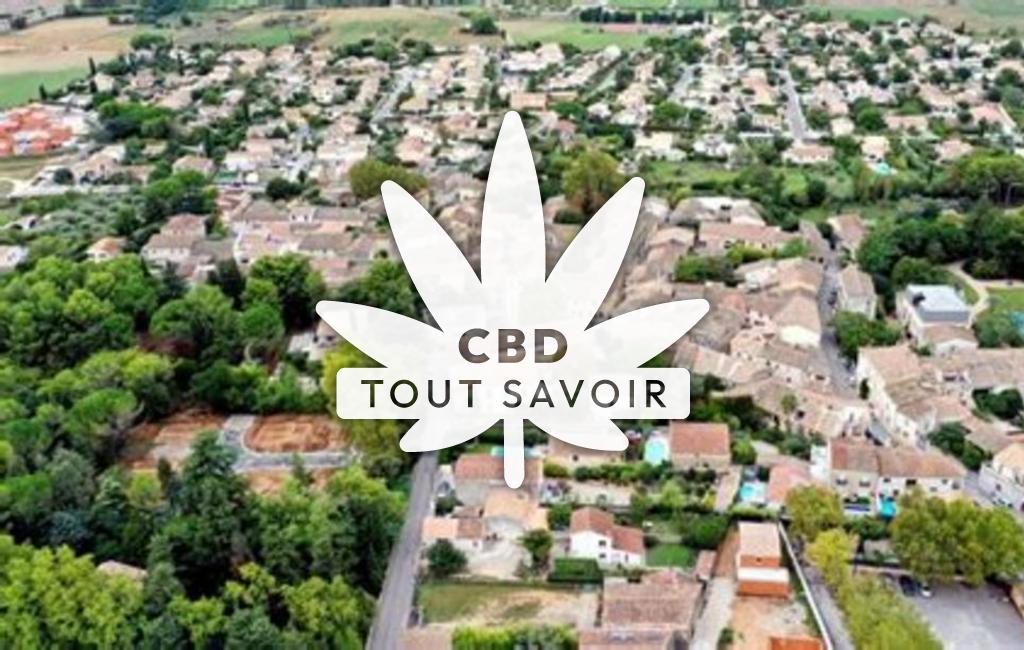 Village à Valergues avec feuille Cannabis CBD