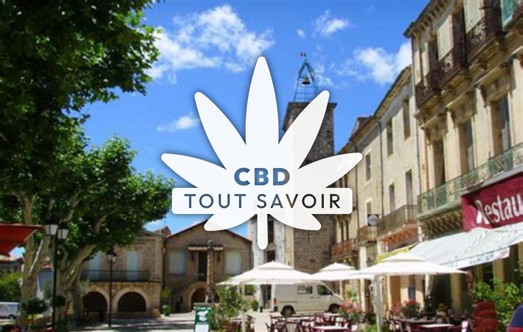 Village à Saint-Jean-de-Fos avec feuille Cannabis CBD