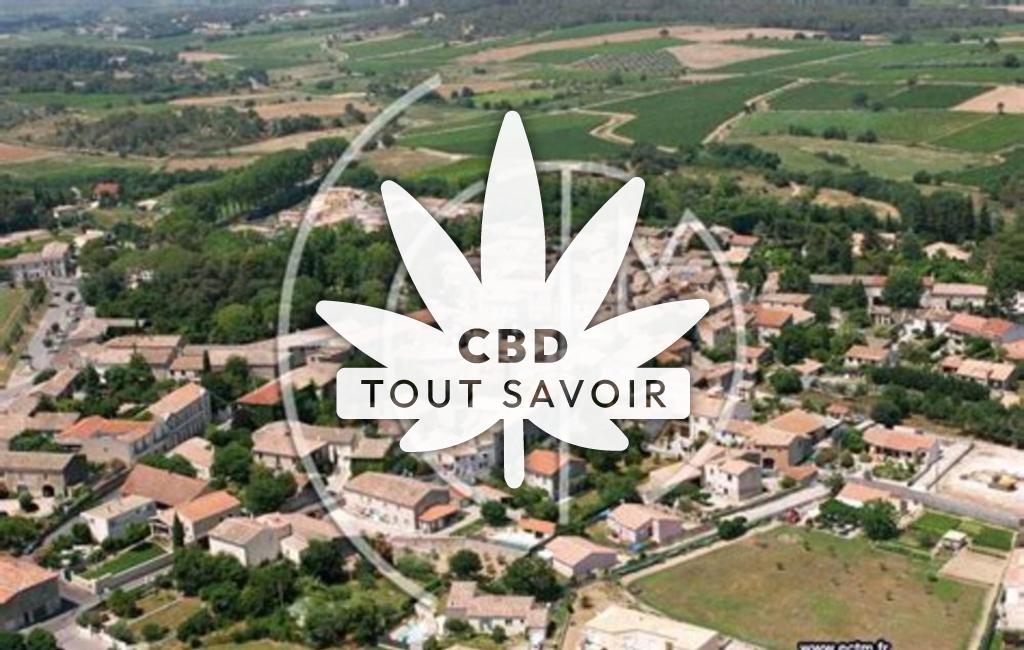 Village à Saint-Drezery avec feuille Cannabis CBD