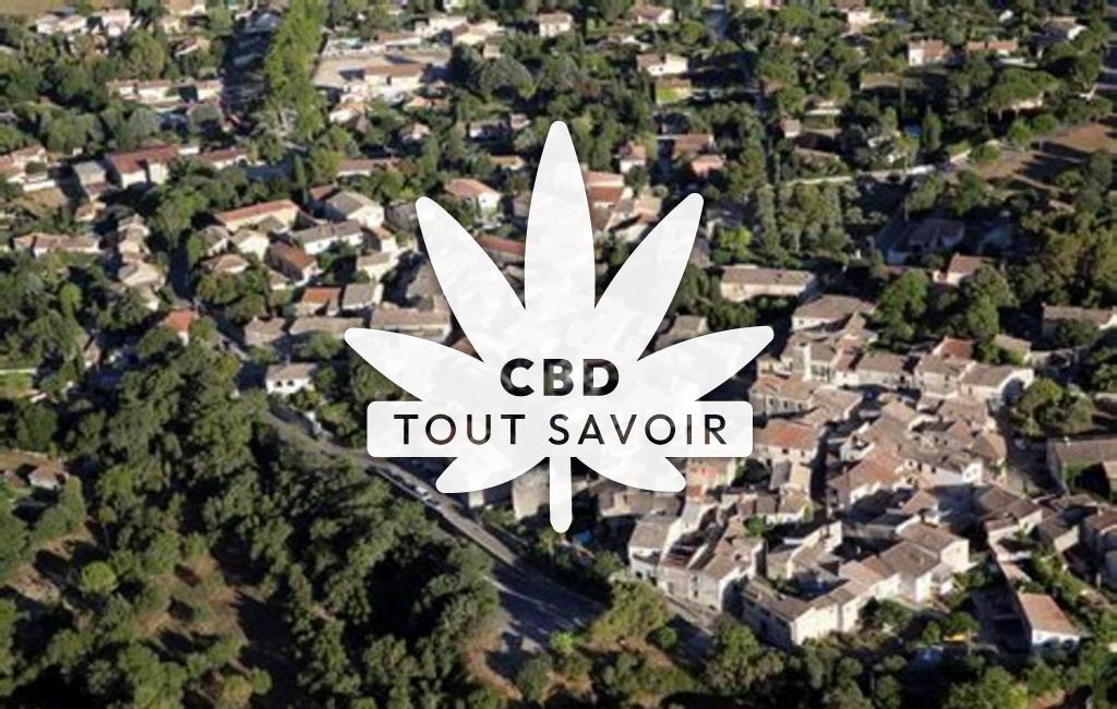 Village à Saussines avec feuille Cannabis CBD
