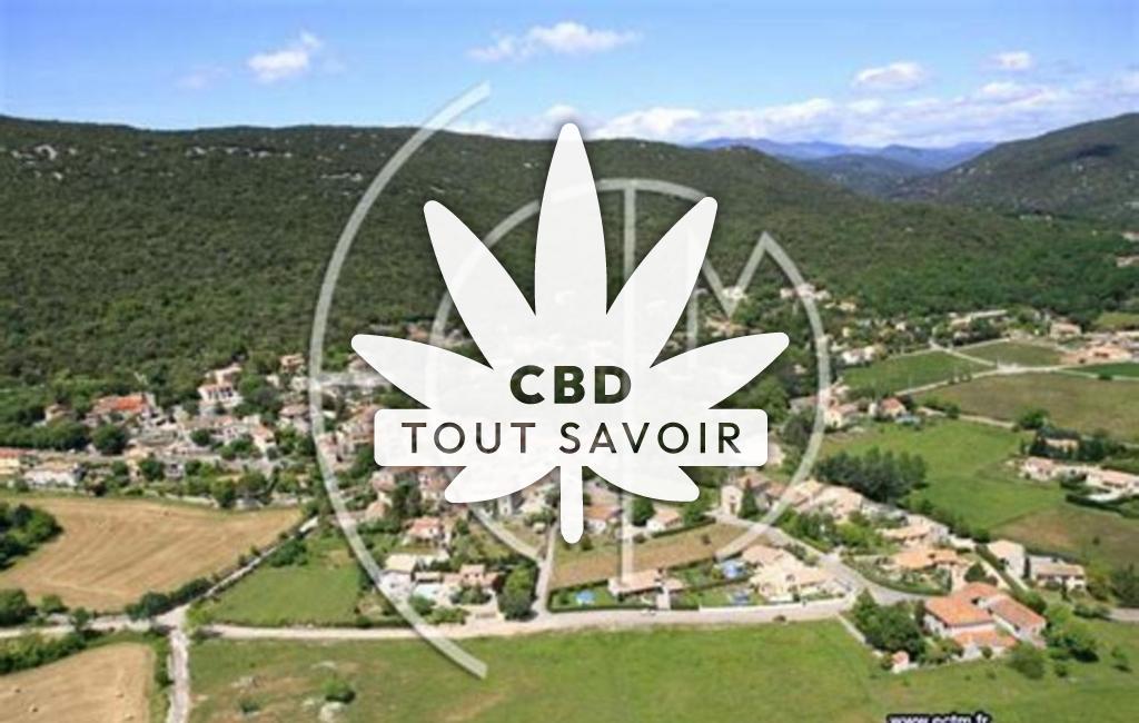 Village à Cazilhac avec feuille Cannabis CBD