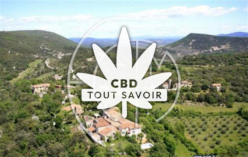 Village à Ferrieres-les-Verreries avec feuille Cannabis CBD