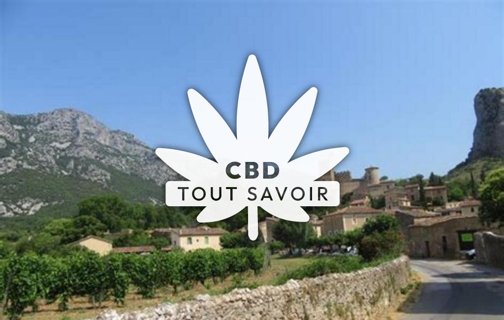 Village à Saint-Andre-de-Bueges avec feuille Cannabis CBD