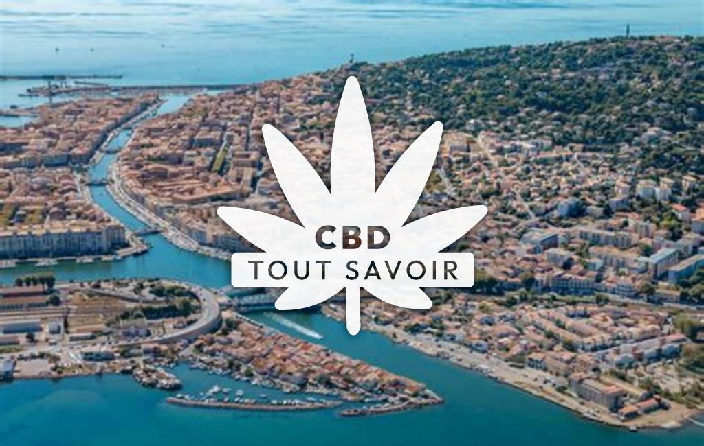 Village à Sete avec feuille Cannabis CBD