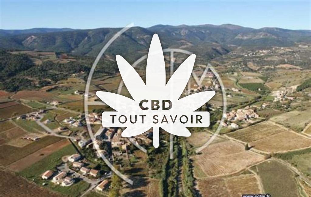 Village à Felines-Minervois avec feuille Cannabis CBD