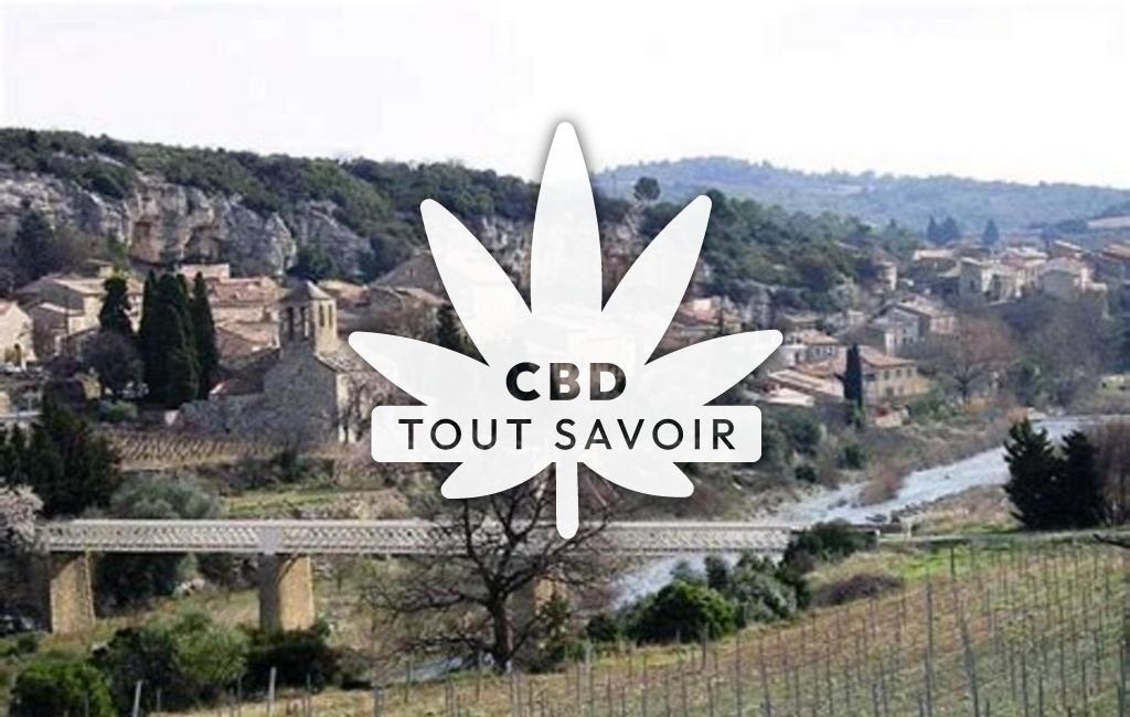 Village à La-Caunette avec feuille Cannabis CBD