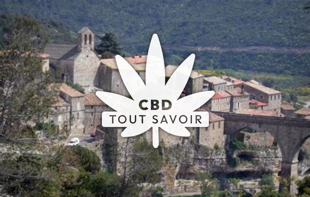 Village à Minerve avec feuille Cannabis CBD