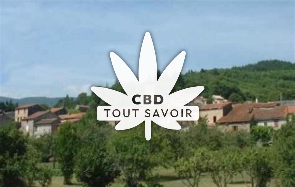 Village à Courniou avec feuille Cannabis CBD