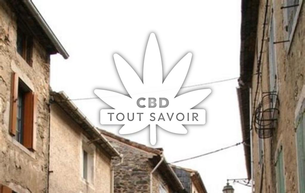 Village à Riols avec feuille Cannabis CBD