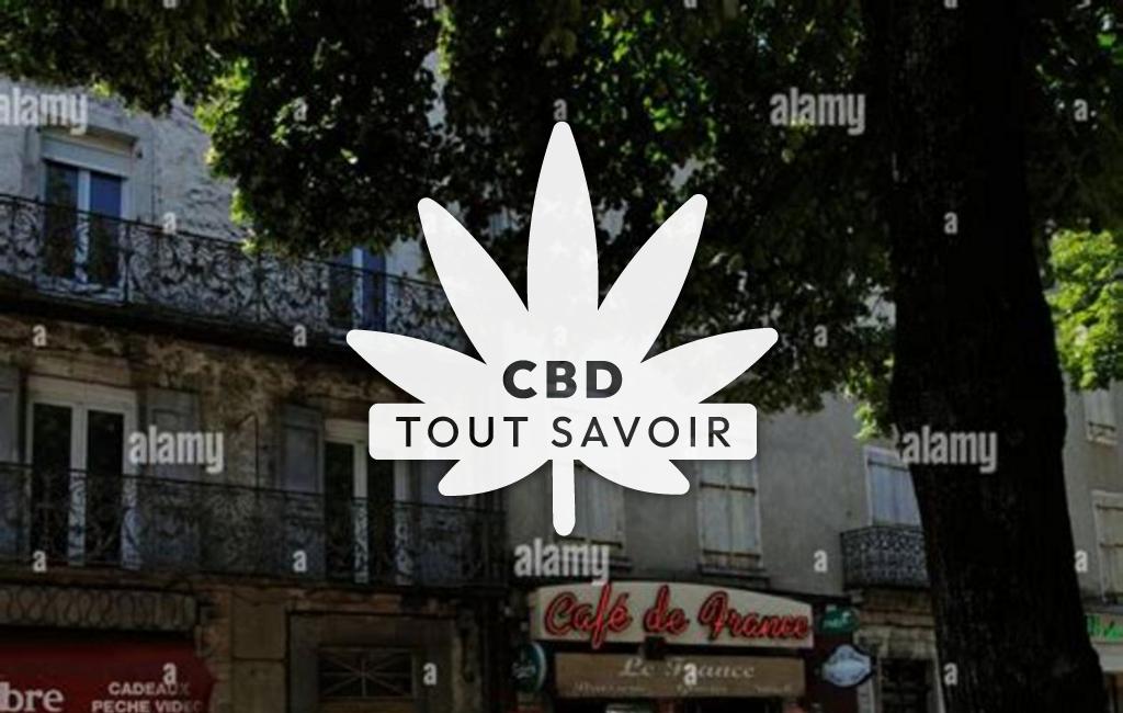 Village à Saint-Pons-de-Thomieres avec feuille Cannabis CBD