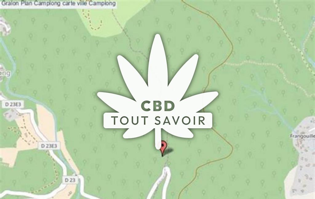 Village à Camplong avec feuille Cannabis CBD